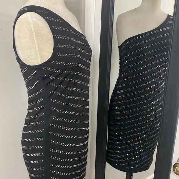 PHILOSOPHY DRESSES STUDDED Asymmetrical One Shoulder Bodycon Cocktail Dress SZ M - Picture 5 of 12